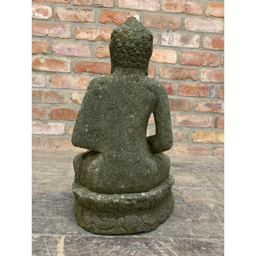 366 - Indonesian hand carved volcanic pumice stone seated Buddha ornament, H 57cm