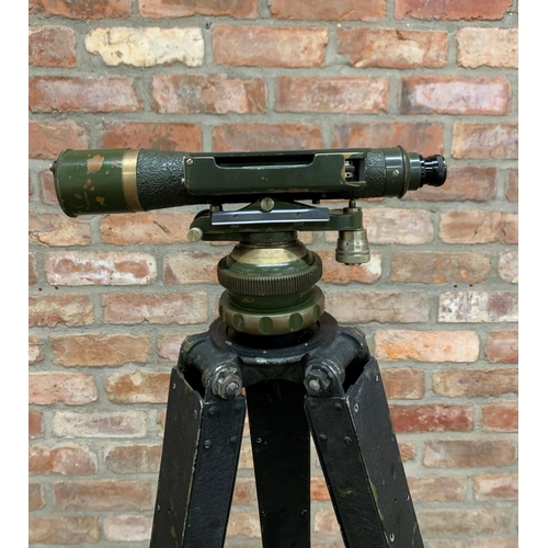 336 - Antique military theodolite with tripod stand and original wooden carry case