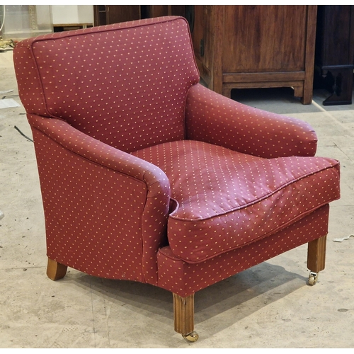 1245 - 20th century upholstered arm chair with dotted upholstery and loose cushion, H 80cm