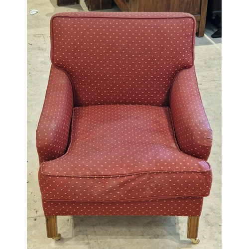 1245 - 20th century upholstered arm chair with dotted upholstery and loose cushion, H 80cm