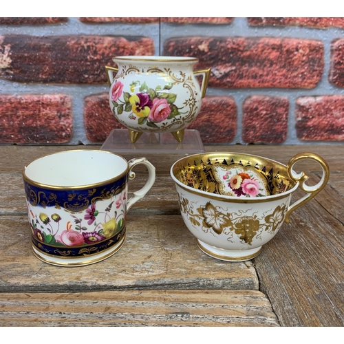 462 - Quantity of Victorian hand painted floral ceramics to include Royal Corwn Derby cauldron vase with t... 