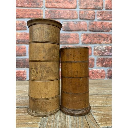 542 - Quantity of antique turned fruitwood spice towers, largest H 23cm (3)