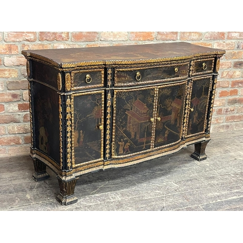 1243 - Maitland Smith hand painted Chinoiserie credenza L 141cm x D 52cm x H 89cm