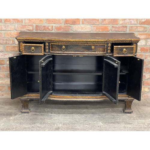 1243 - Maitland Smith hand painted Chinoiserie credenza L 141cm x D 52cm x H 89cm