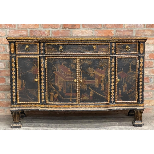 1243 - Maitland Smith hand painted Chinoiserie credenza L 141cm x D 52cm x H 89cm