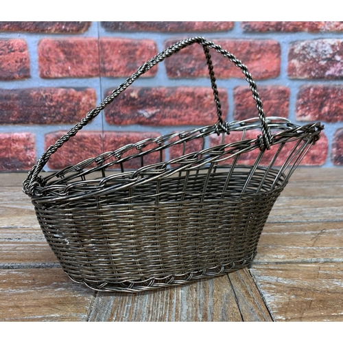 508 - Pair of silver plate wire basket bottle holders