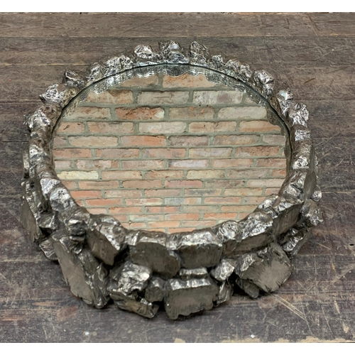 190 - Impressive Victorian silver plate Wedding cake stand, the frame modelled as a naturalistic rock form... 