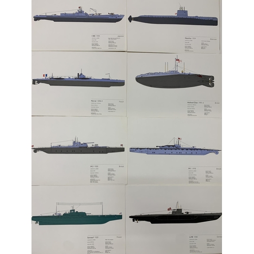 1485 - Collection of historic submarine prints, produced by Hugh Eveleyn London, illustrated by Malcolm McG... 