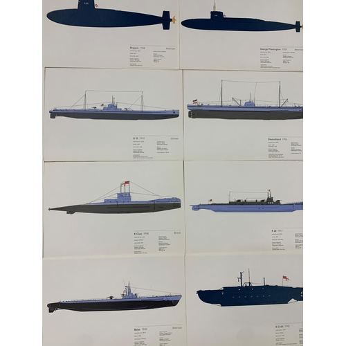 1485 - Collection of historic submarine prints, produced by Hugh Eveleyn London, illustrated by Malcolm McG... 