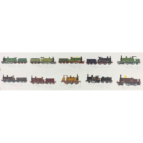 1487 - Collection of Locomotives In Retirement prints, produced by Hugh Eveleyn London, illustrated by E.W ... 