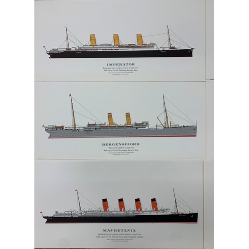 1488 - Collection of North Atlantic Liners prints, produced by Hugh Eveleyn London, illustrated by Laurence... 