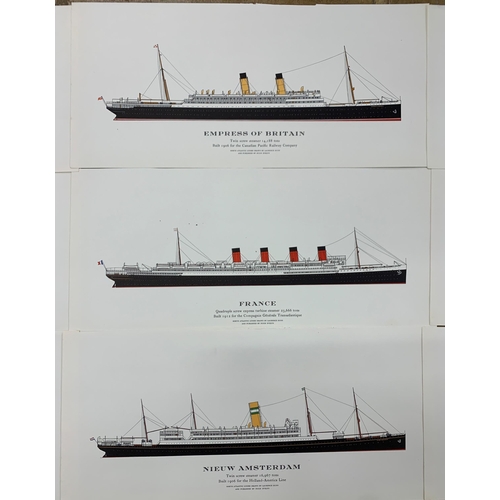 1488 - Collection of North Atlantic Liners prints, produced by Hugh Eveleyn London, illustrated by Laurence... 