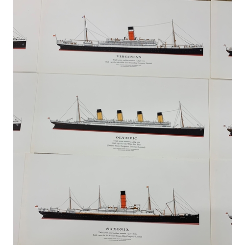 1488 - Collection of North Atlantic Liners prints, produced by Hugh Eveleyn London, illustrated by Laurence... 