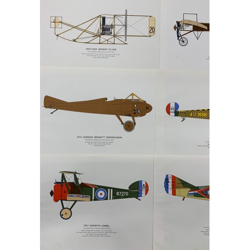 1489 - Collection of Early Aeroplanes 1907-18 prints, produced by Hugh Eveleyn London, illustrated by Roy C... 