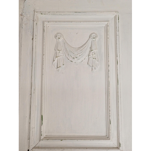 1179 - Pair of painted French armoire panels with swag detail, H 89cm x W 111cm