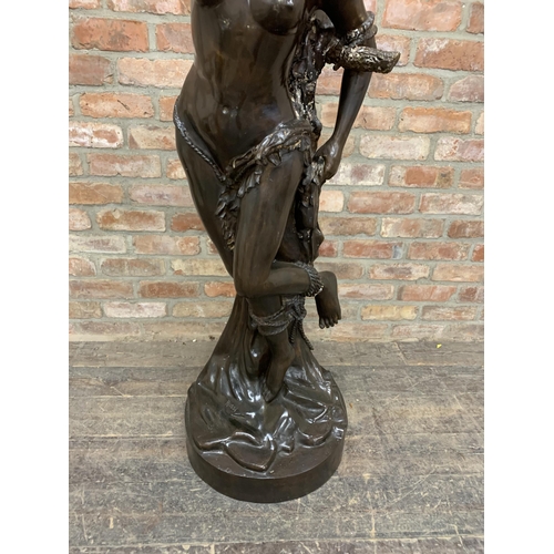 514 - Impressive Italian bronze sculpture of nude maiden tied to column, signed 'Rossi' to base, H 160cm