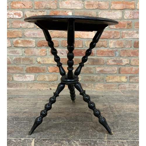 1343 - 19th century bobbin turned Gypsy games table, H 84cm x W 51cm