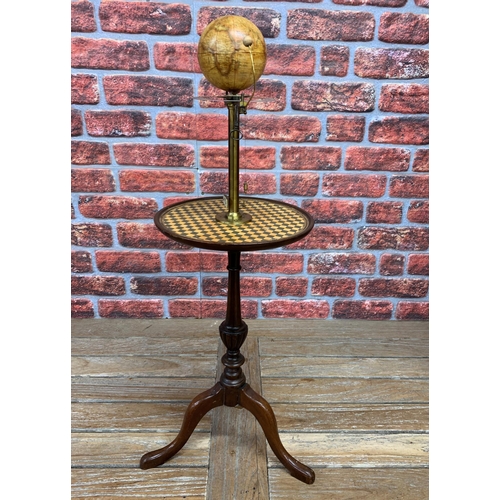 306 - Regency style tellurium orrery instrument mounted atop tripod side table, H 83cm