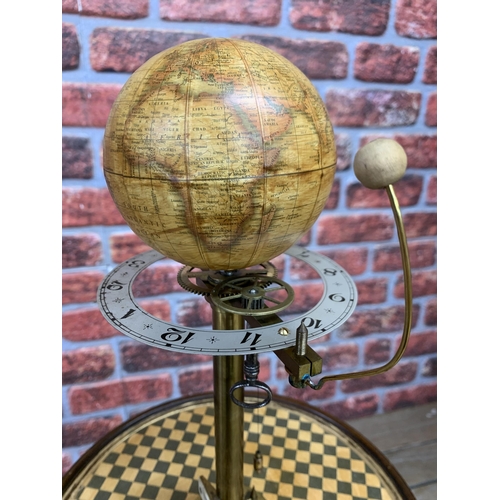 306 - Regency style tellurium orrery instrument mounted atop tripod side table, H 83cm