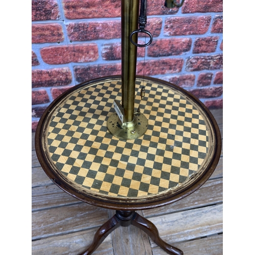 306 - Regency style tellurium orrery instrument mounted atop tripod side table, H 83cm