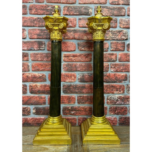 1407 - Impressive pair of resin Corinthian column table lamps, H 84cm