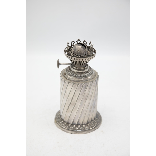 233 - Walker and Hall silver plate fluted oil lamp, 17cm high