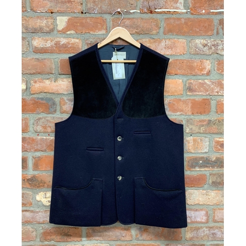 290 - Holland & Holland wool loden navy men's shooting vest, horn buttons to front, size XL, BNWT