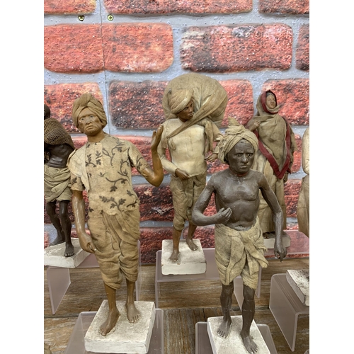 397 - Jadunath Pal (1821-1900) set of fifteen Colonial period Indian Folk Art clay work sculptures, origin... 