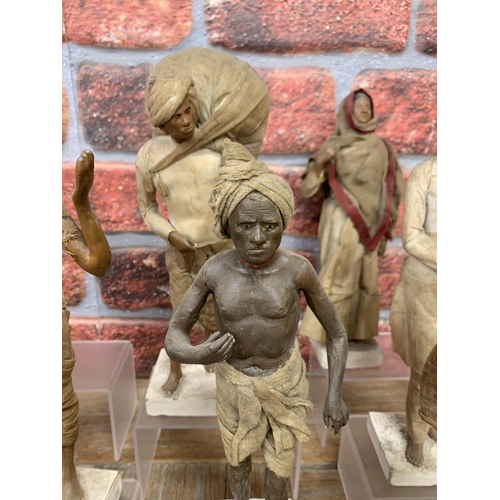 397 - Jadunath Pal (1821-1900) set of fifteen Colonial period Indian Folk Art clay work sculptures, origin... 