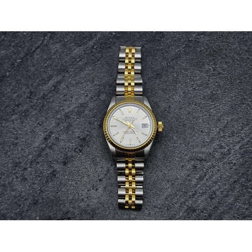 1 - Vintage Rolex Oyster Perpetual Datejust bi-colour ladies watch, 26mm case, silvered dial with gilt b... 