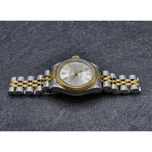 1 - Vintage Rolex Oyster Perpetual Datejust bi-colour ladies watch, 26mm case, silvered dial with gilt b... 