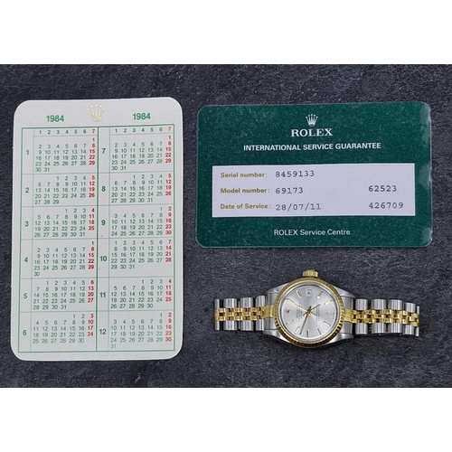 1 - Vintage Rolex Oyster Perpetual Datejust bi-colour ladies watch, 26mm case, silvered dial with gilt b... 