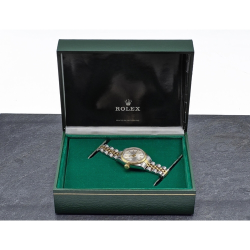 1 - Vintage Rolex Oyster Perpetual Datejust bi-colour ladies watch, 26mm case, silvered dial with gilt b... 