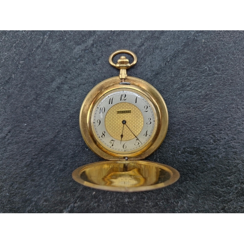 11 - Exceptional quality Surete 18ct hunter pocket watch, incredibly slim in depth, 48mm case, engine tur... 