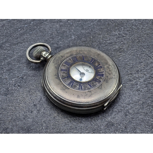 13 - Buren silver half hunter pocket watch, 48mm case, enamel dial with Roman numerals and subsidiary sec... 