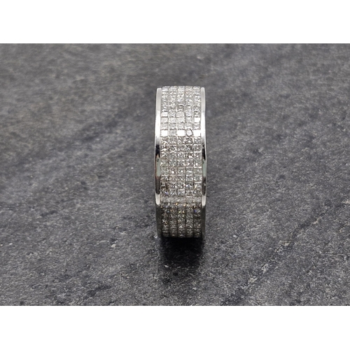 79 - 14k white gold and diamond set eternity scarf ring, 335 princess cut diamonds 3.5ct approx total, si... 