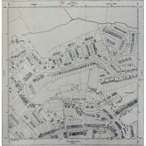 583 - Vintage Bath Ordnance Survey 1:1250 National Grid plans in hardback folder