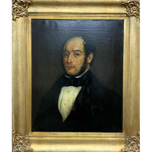 1532 - 19th century school - bust portrait of a gentleman, unsigned, oil on canvas, 61 x 51cm, good gilt fr... 