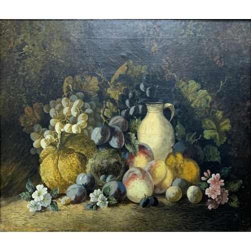 1537 - 19th century Dutch school - still life of fruit and vegetables in a grotto setting, unsigned, oil on... 