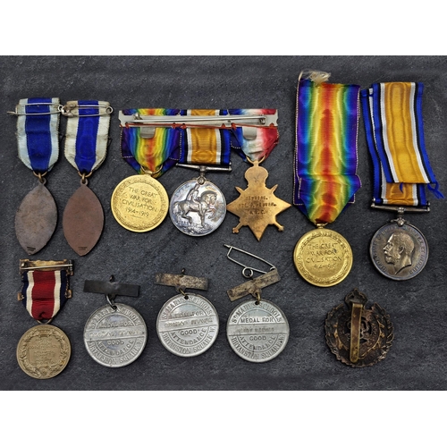 343 - WWI medal collection and death plaque - PTE Thomas Weaver, to include quantity of school attendance ... 