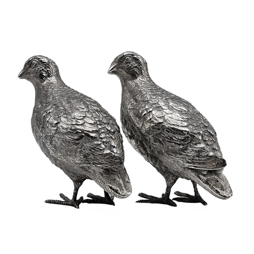 167 - Impressive pair of well cast silver models of Grouse, maker Edward Barnard & Sons Ltd, London 1967, ... 