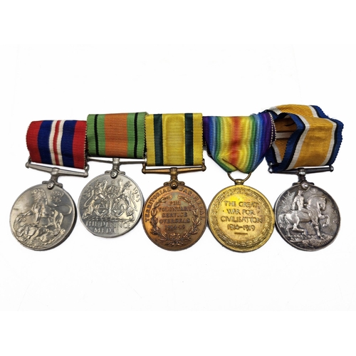 344 - Group of Great War and WWII medals - British War medal, Victory medal, Territorial War Medal 'For Vo... 