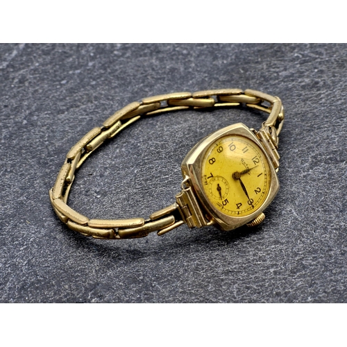 10 - Vintage Rotary 9ct dress watch, 22mm case, dial with subsidiary second dial, gold plated bracelet, c... 