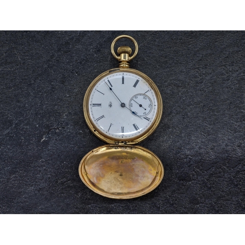 20 - Vintage Lady Elgin gold plated hunter pocket watch, 67.4g not currently running