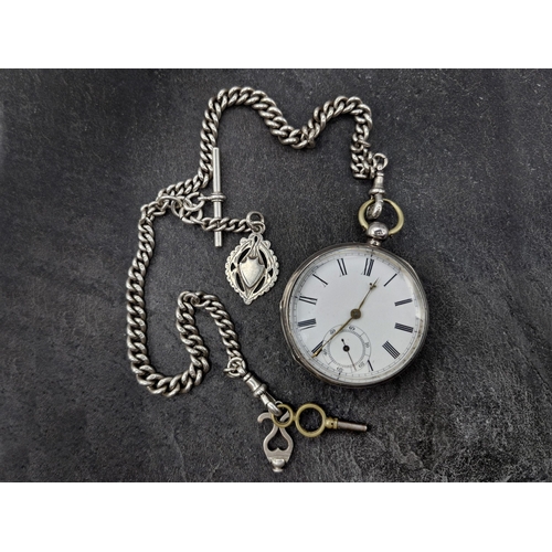 21 - 19th century Waltham silver lever pocket watch, 55mm case, currently running, with silver graduated ... 