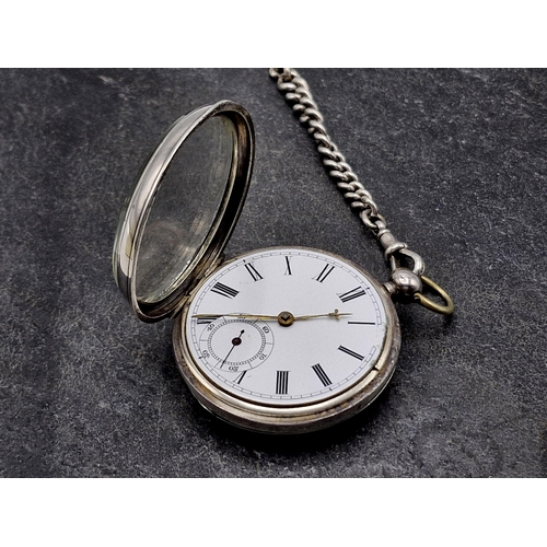 21 - 19th century Waltham silver lever pocket watch, 55mm case, currently running, with silver graduated ... 