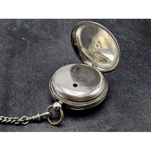 21 - 19th century Waltham silver lever pocket watch, 55mm case, currently running, with silver graduated ... 