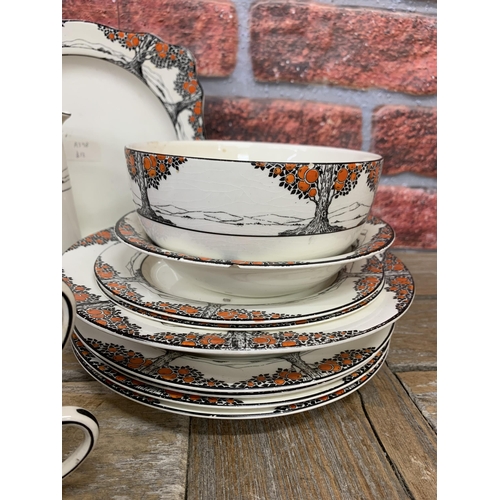 478 - Assortment of Crown Ducal 'Orange Tree' Art Deco ceramics to include tea pot, cups, saucers and plat... 