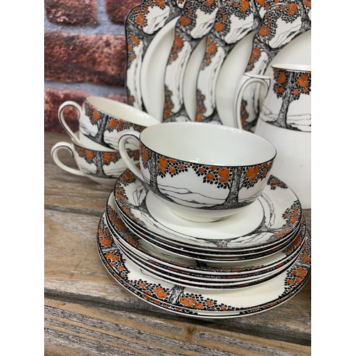 478 - Assortment of Crown Ducal 'Orange Tree' Art Deco ceramics to include tea pot, cups, saucers and plat... 