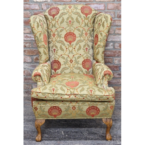 1251 - Contemporary Georgian style upholstered wingback armchair by Whitehead designs, with studded edging,... 